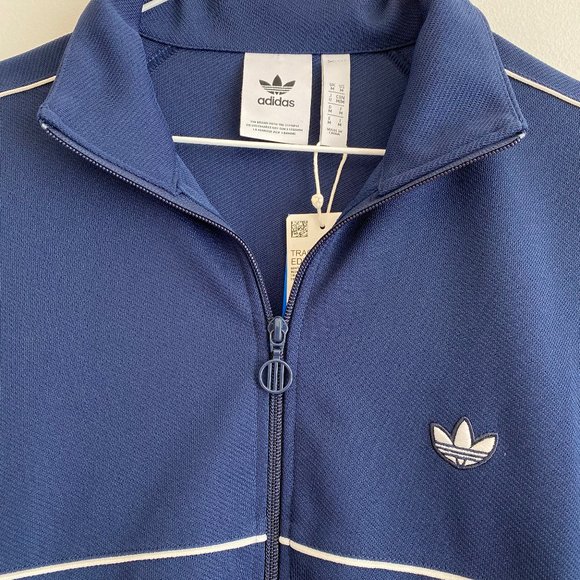 Adidas Men's Lifestyle Track Jacket, Full Zip, Two Front Waist Pockets, Indigo - Picture 3 of 13